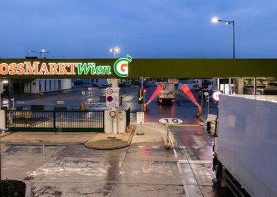 Unser Standort: der Großmarkt Wien, zu sehen ist die Einfahrt am Haupteingang